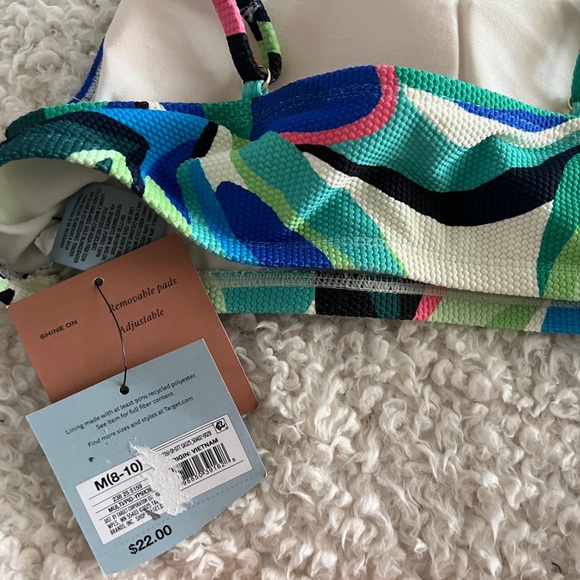 Shade & Shore Blue and Green Bikini with Artistic Leaf Print - Picture 3 of 4